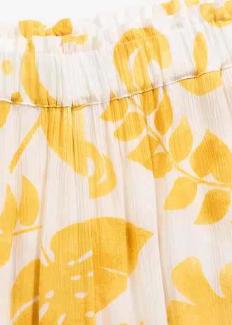 Pantaloni largi din viscoză texturată • alb/galben-lemoncurry • magazin bonprix