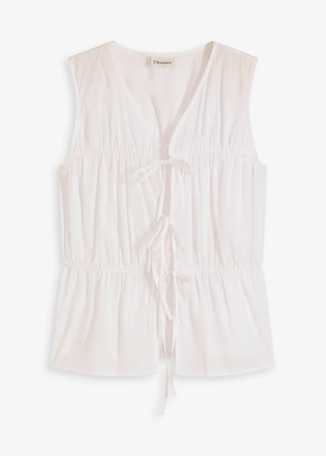 Blúzka bez rukávov s volánmi a mašľami