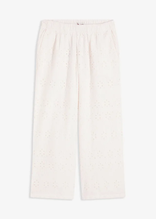 Pantaloni Culotte din broderie spartă