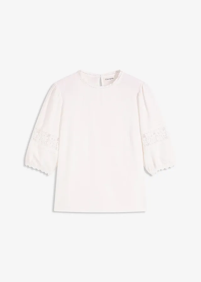 Blúzka s krátkym rukávom, s podielom plátna