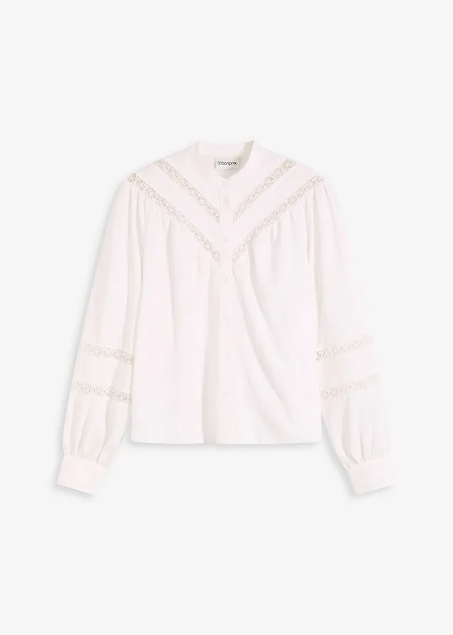 Bluză cu in și inserții croșetate