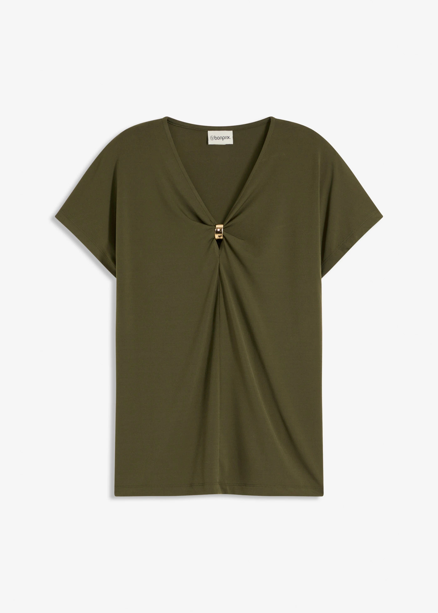 T-shirt z ozdobnym kółeczkiem • ciemny oliwkowy • sklep bonprix