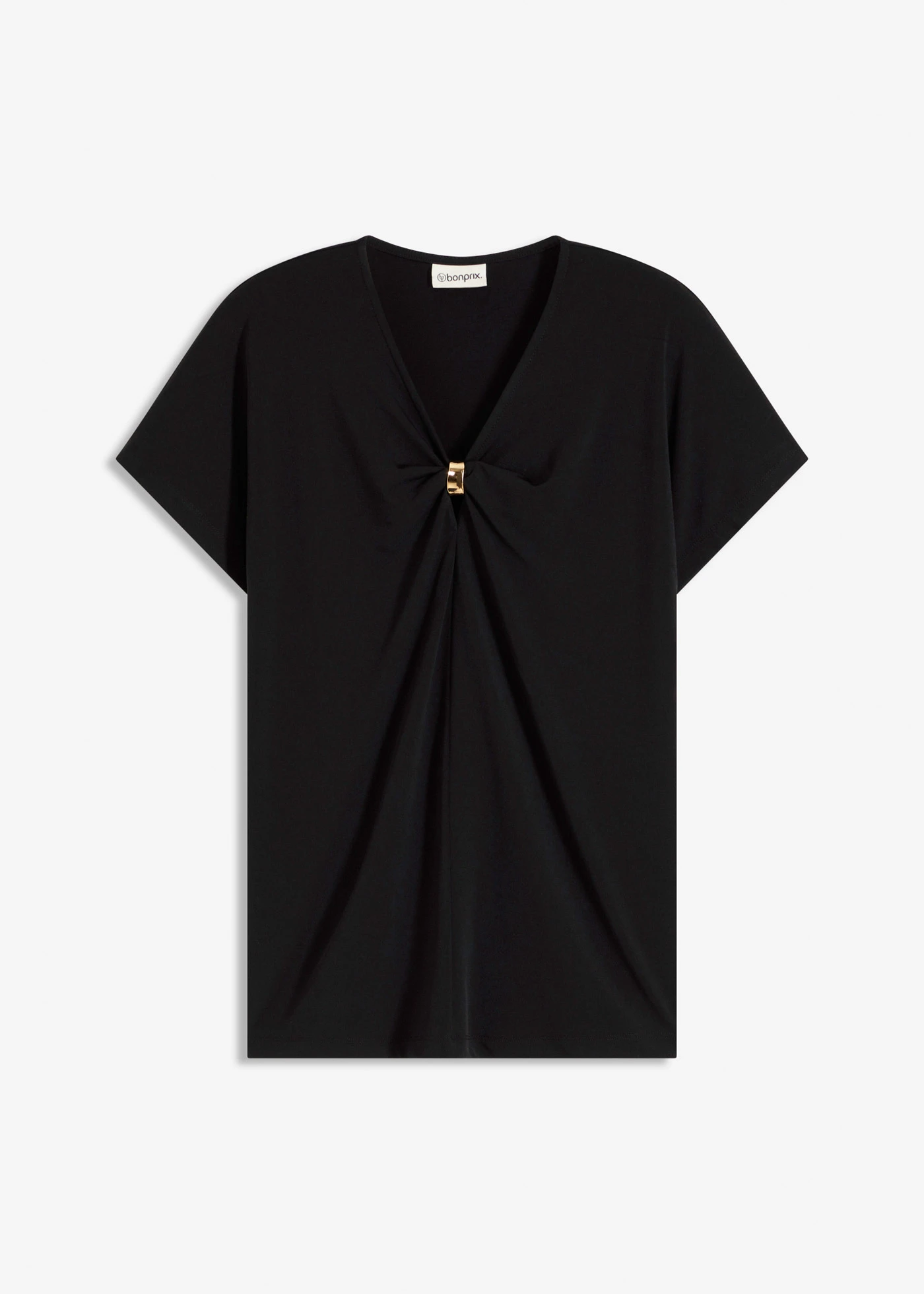 Tričko s ozdobným kroužkem • černá • bonprix obchod