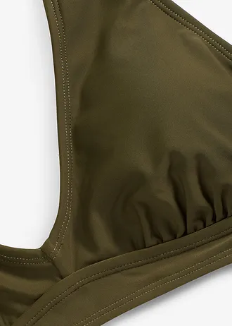 Halter bikinitop met V-hals • donkerolijfgroen • bonprix online shop