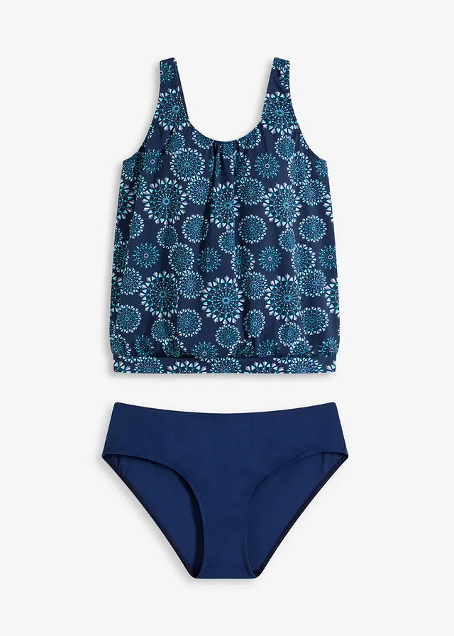 Costum de baie tankini oversize cu bretele late (set/2 piese)
