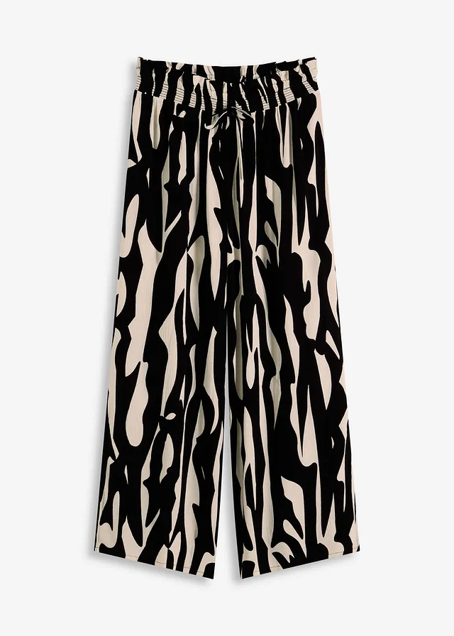 Pantalon de plage en viscose fluide • noir - beige • Boutique bonprix