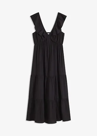 Robe à bretelles en viscose mélangée, Couleur: noir