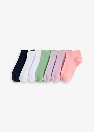 Korte sokken met biologisch katoen (7 paar) • wit+donkerblauw+mint+soft roze+soft lila+zacht lila • bonprix online shop