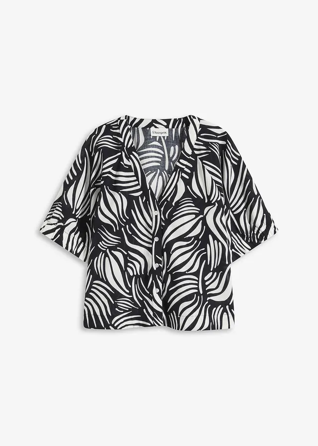 Blúzka s krátkym rukávom v plátenom vzhľade