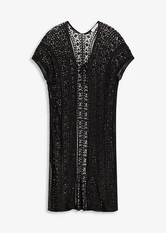 Strandkimono in gehaakte look gemaakt van viscose • zwart • bonprix online shop