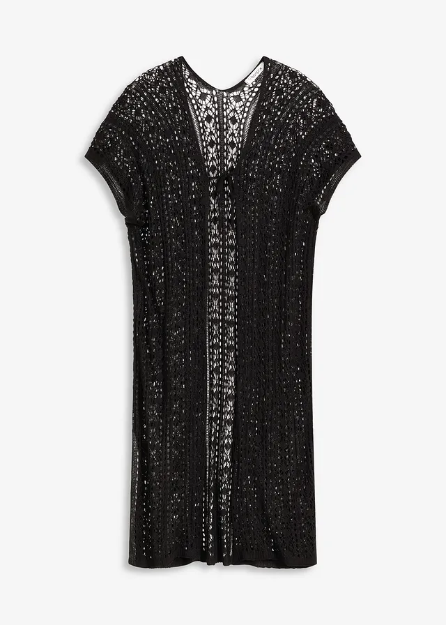 Strandkimono in gehaakte look gemaakt van viscose • zwart • bonprix online shop