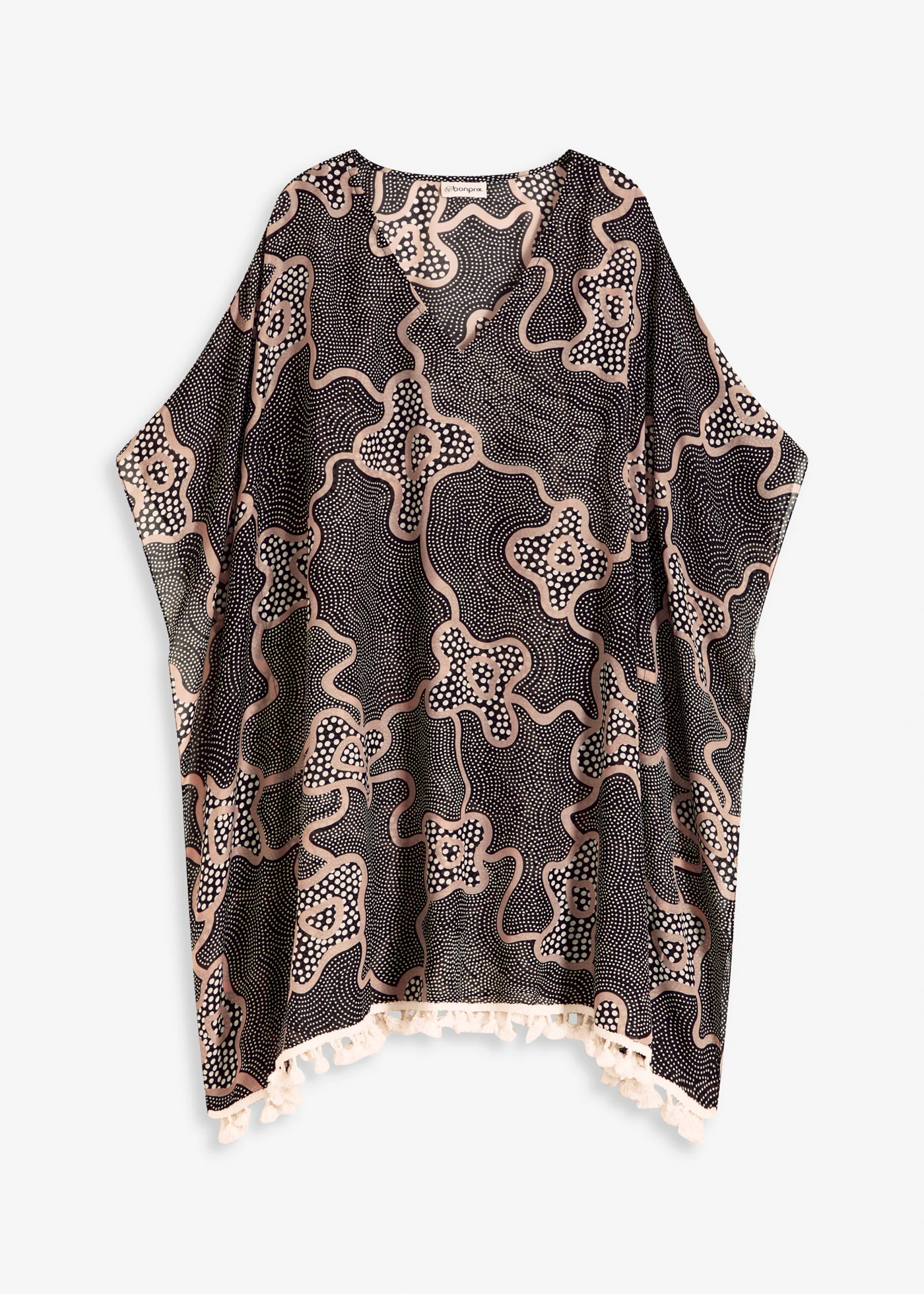 Průhledná plážová tunika • černá - béžová • bonprix obchod