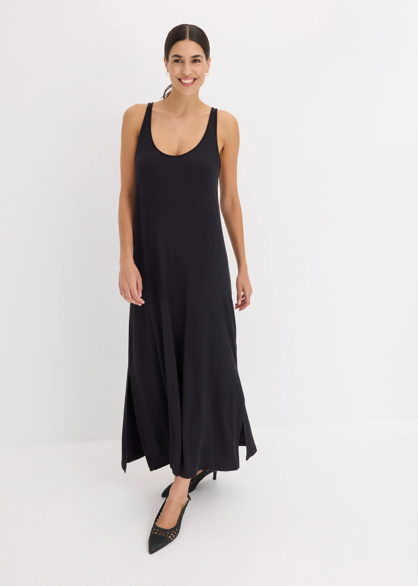 Robe fluide en jersey viscose • noir • Boutique bonprix
