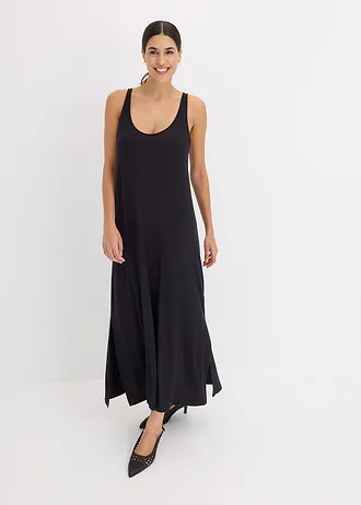 Jersey jurk van soepele viscose, Kleur: zwart