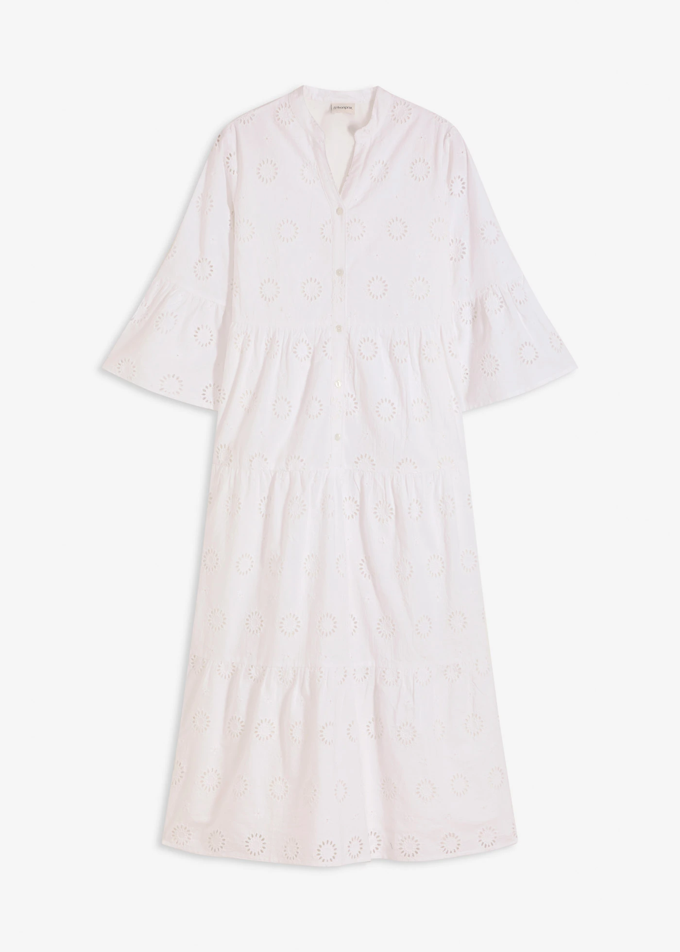 Midi jurk van katoen met broderie anglaise • wit • bonprix online shop