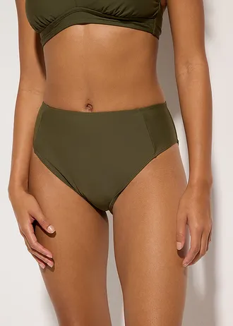 High waist bikinibroekje, Kleur: donkerolijfgroen