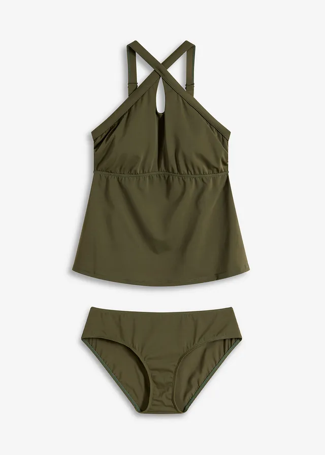 Costum de baie tankini cu bretele în cruce (set/2 piese)