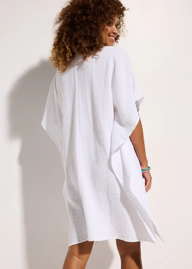 Tunique de plage en gaze de coton, Couleur: blanc