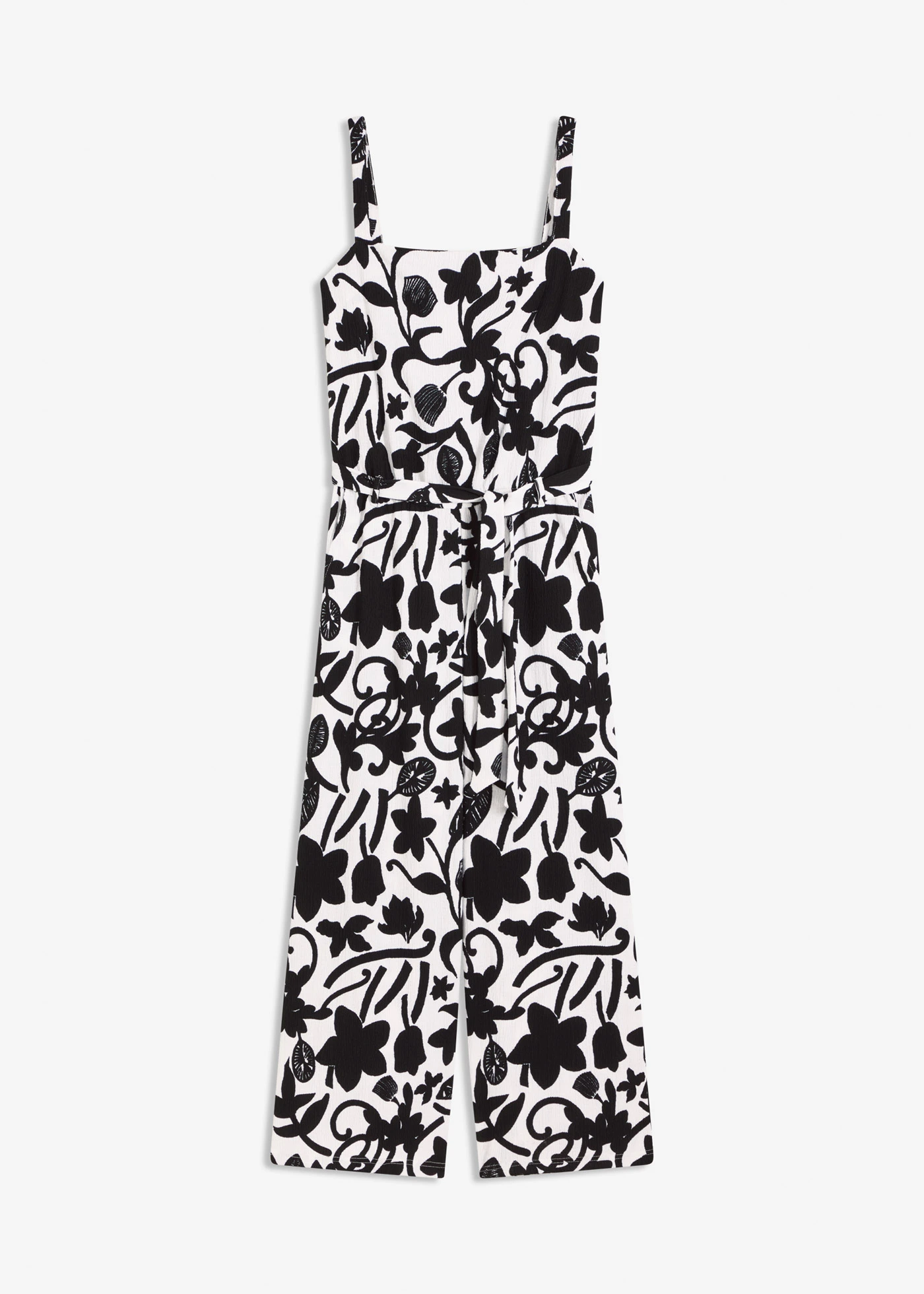 Combinaison imprimée en jersey texturé • écru/noir floral • Boutique bonprix