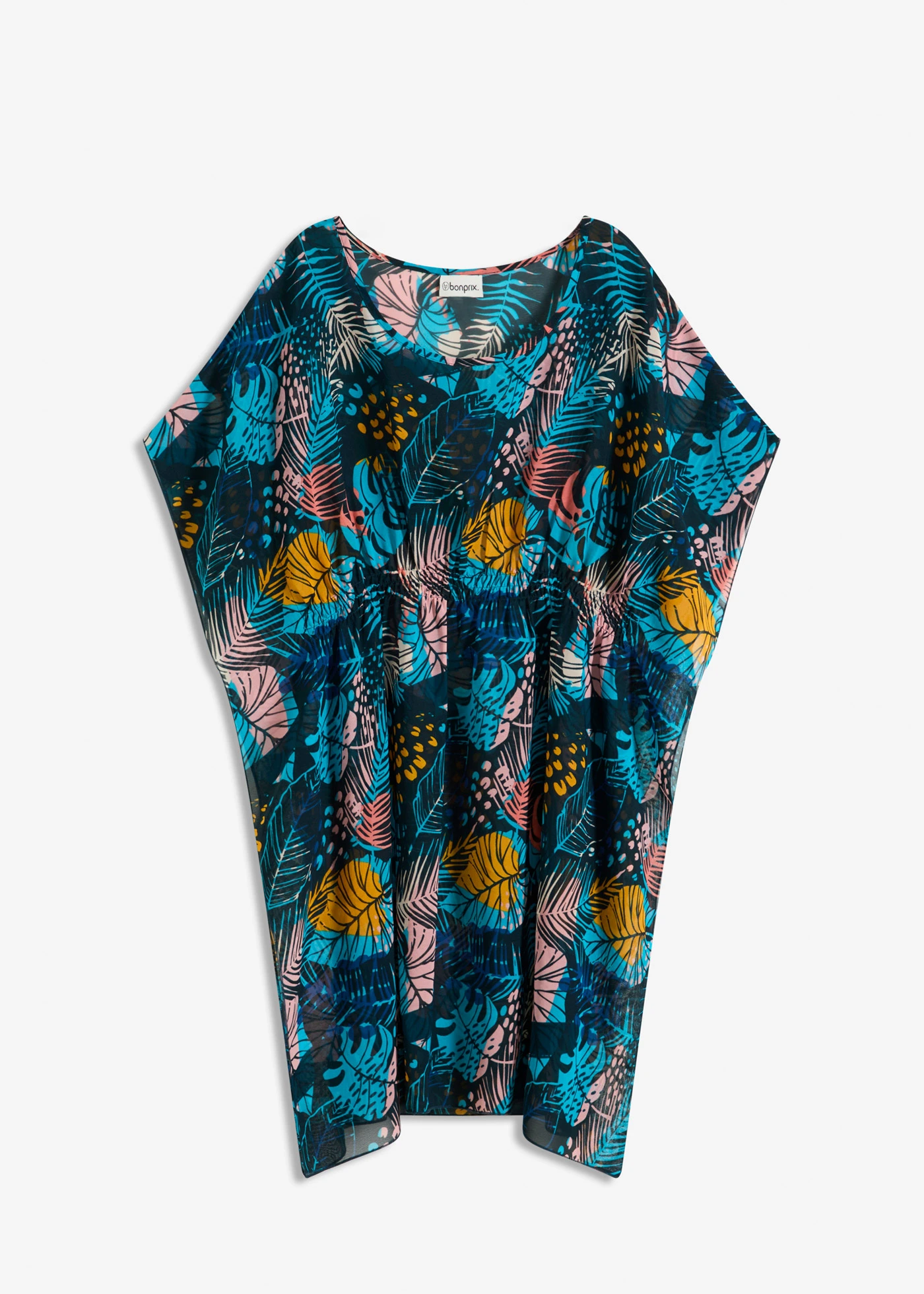 Strandtuniek van lichte chiffon • blauw-geel • bonprix online shop