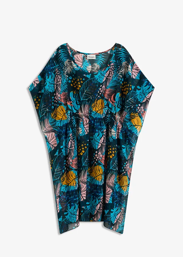 Strandtuniek van lichte chiffon • blauw-geel • bonprix online shop