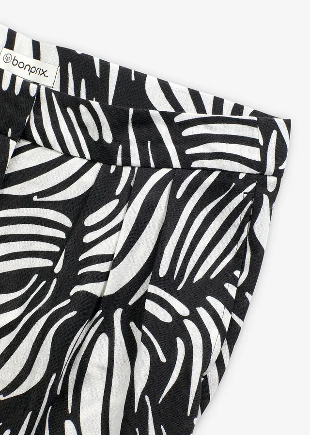 Pantalon palazzo à taille élastiquée • noir/écru imprimé • product-page.page-title-suffix
