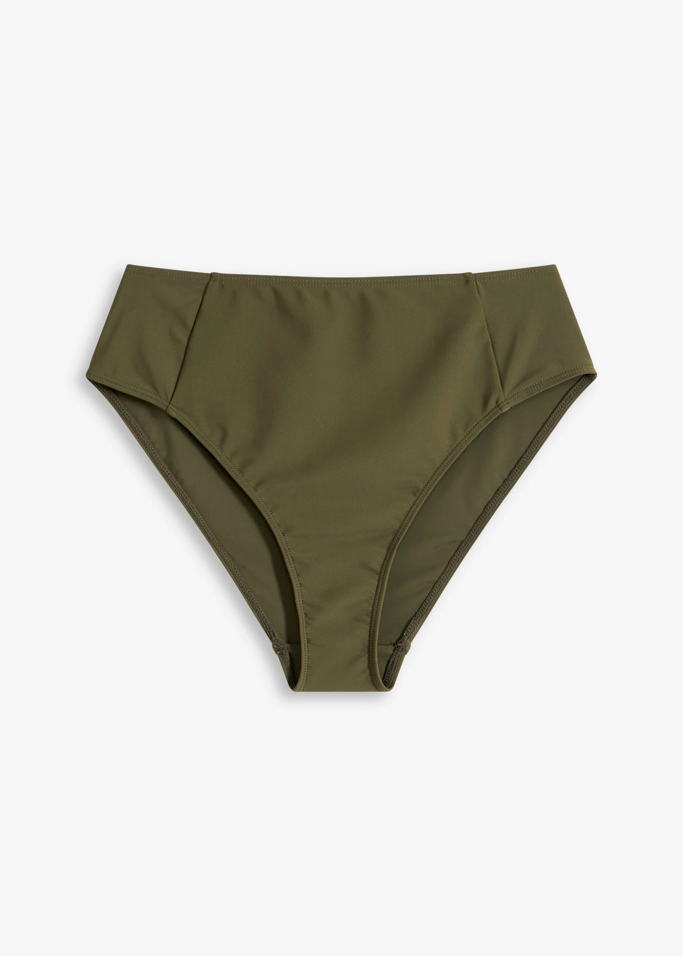 Bikinové kalhotky s vysokým pasem a vysoko vykrojeným střihem • tmavě olivová • bonprix obchod