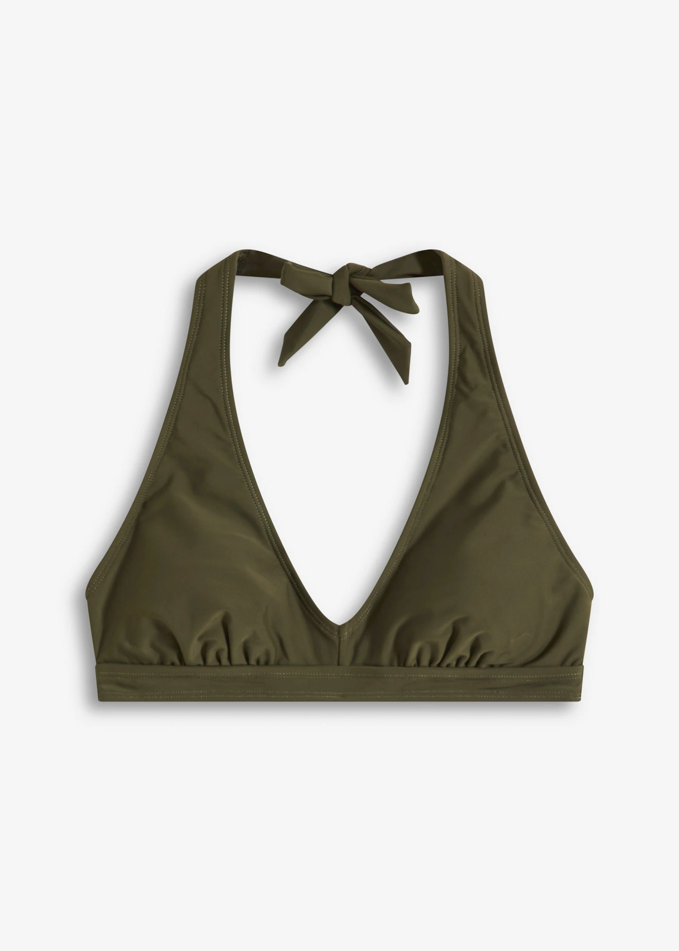 Halter bikinitop met V-hals • donkerolijfgroen • bonprix online shop
