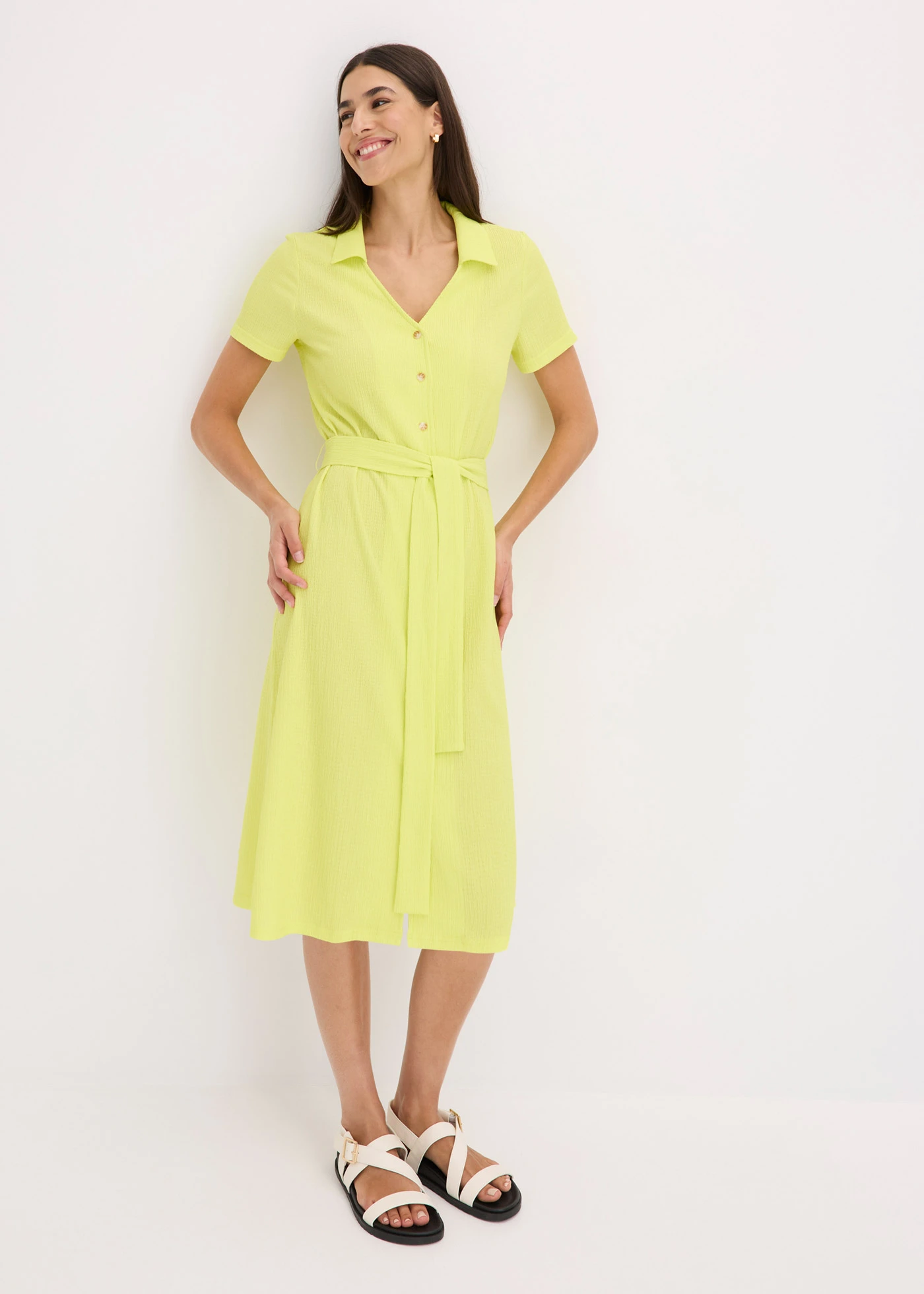 Jersey jurk van luchtige crèpe • citrusgeel • bonprix online shop