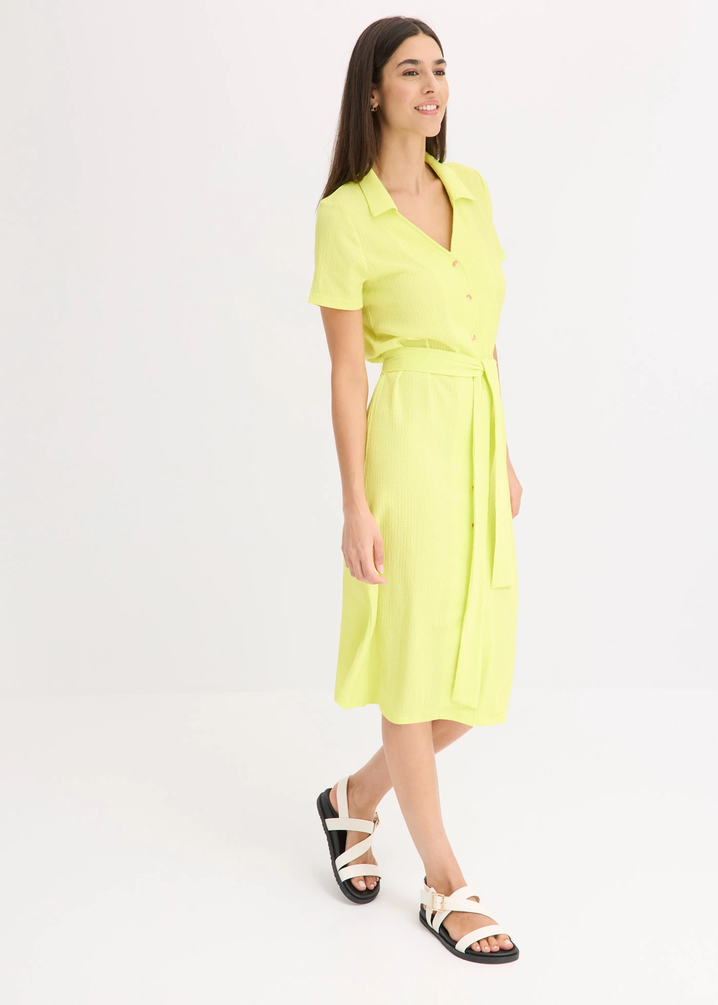 Jersey jurk van luchtige crèpe • citrusgeel • bonprix online shop