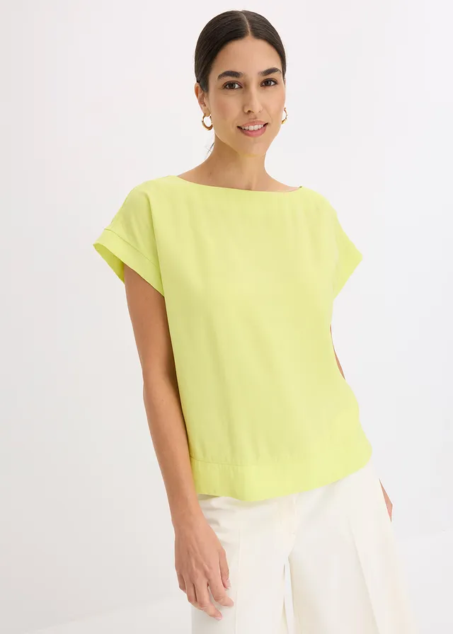 Tunique à encolure bateau, Couleur: jaune citron