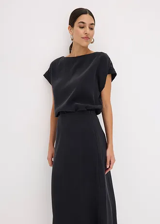 Midirok met soepele viscose • zwart • bonprix online shop