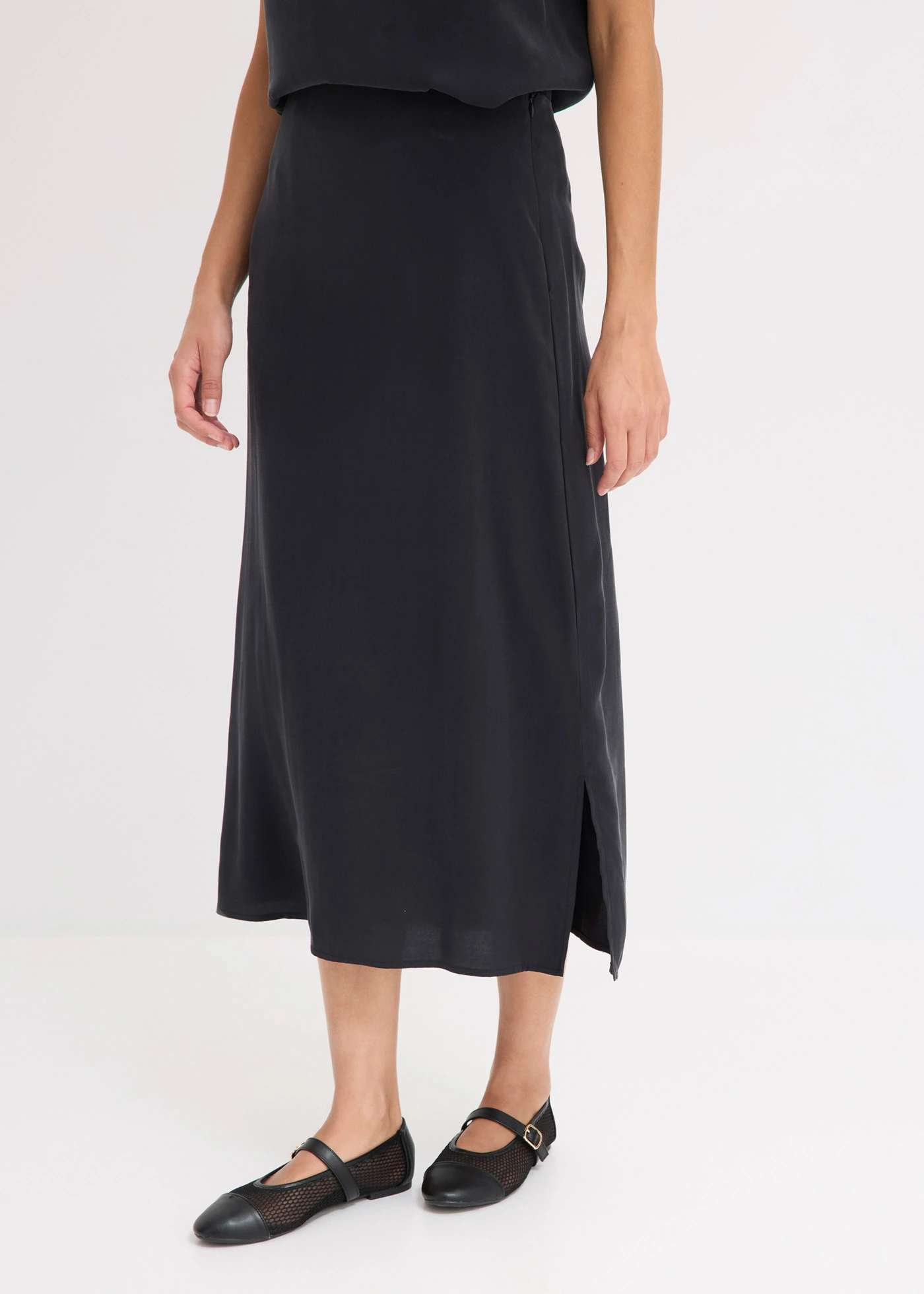 Midirok met soepele viscose • zwart • bonprix online shop