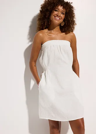 Robe de plage en gaze de coton • blanc • Boutique bonprix