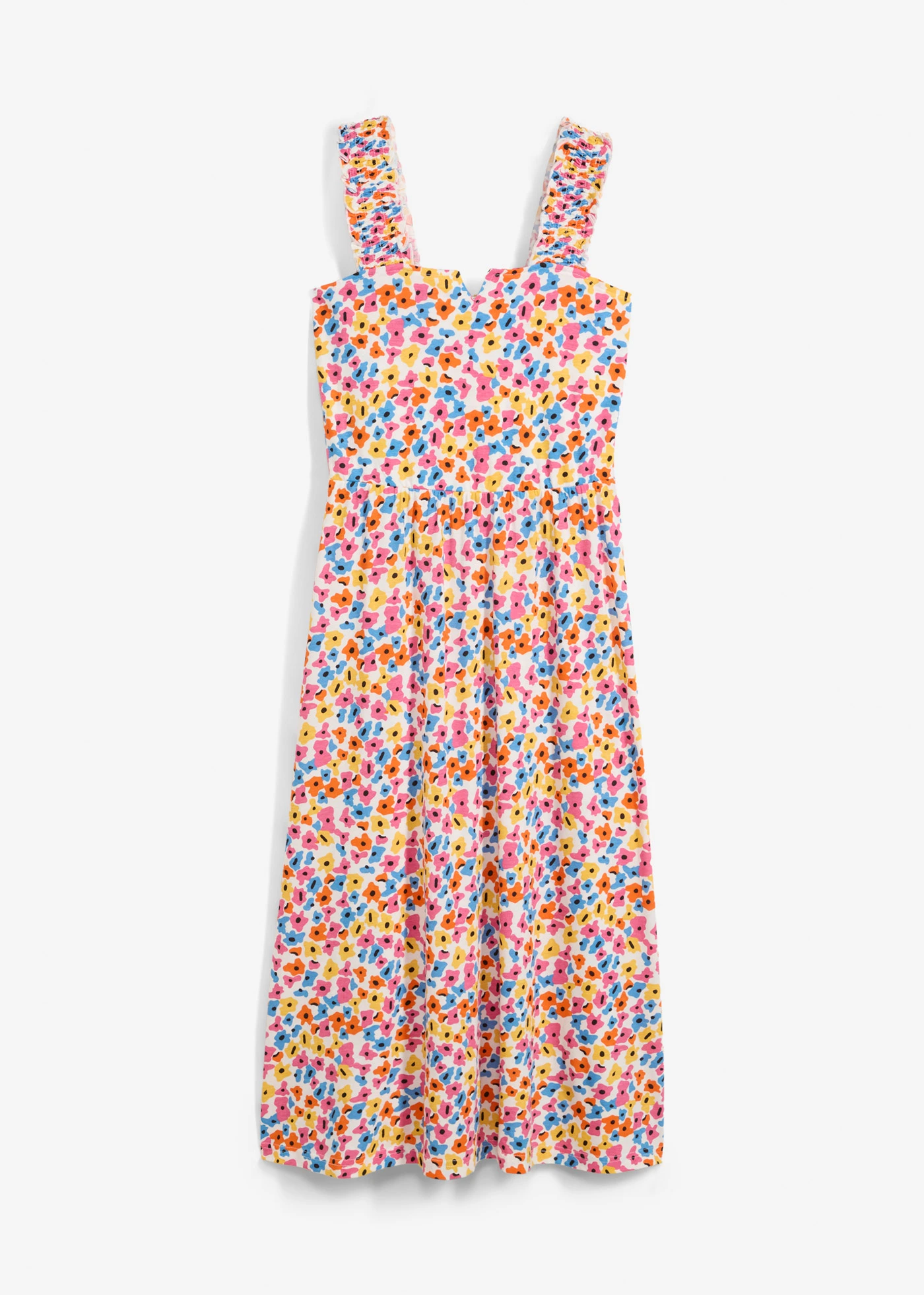 Úpletové šaty ze směsi bavlny a viskózy • přírodní bílo-briliantovĕ modro-žluto-pink-signální oranžovo-černá s potiskem • bonprix obchod