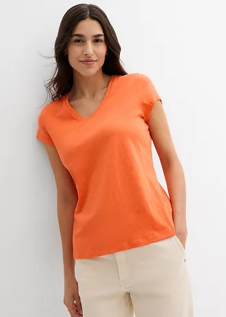 Tričko z čisté organické bavlny (2 ks v balení) • černá + mango • bonprix obchod