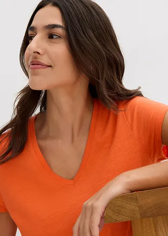 Tričko z čisté organické bavlny (2 ks v balení) • černá + mango • bonprix obchod