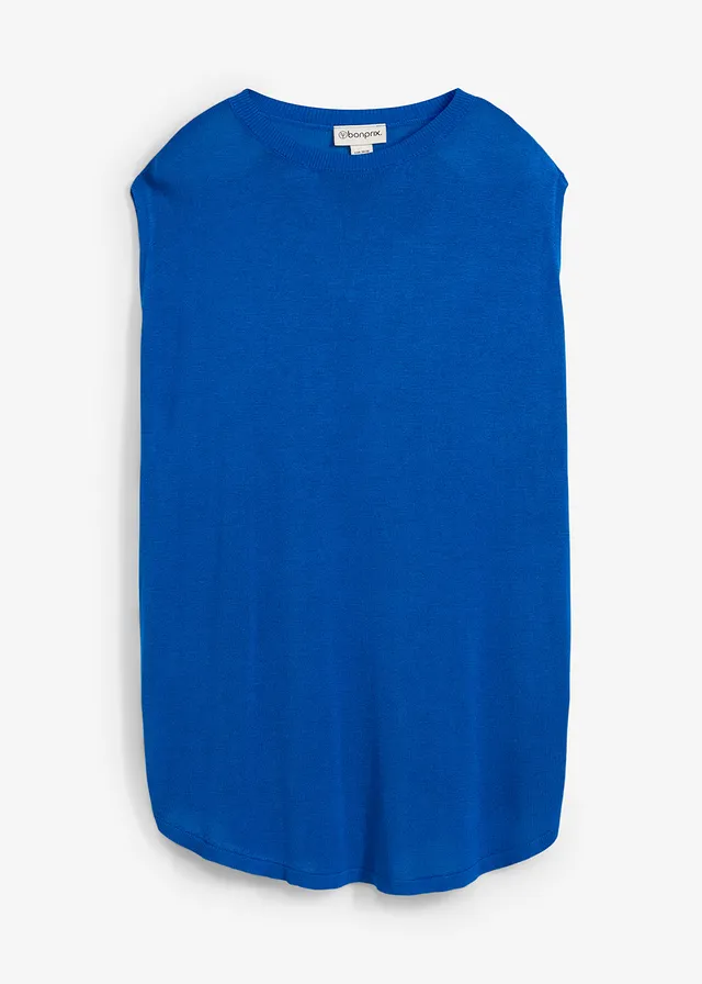 Ballonvormige gebreide top van fijne viscose, Kleur: azuurblauw