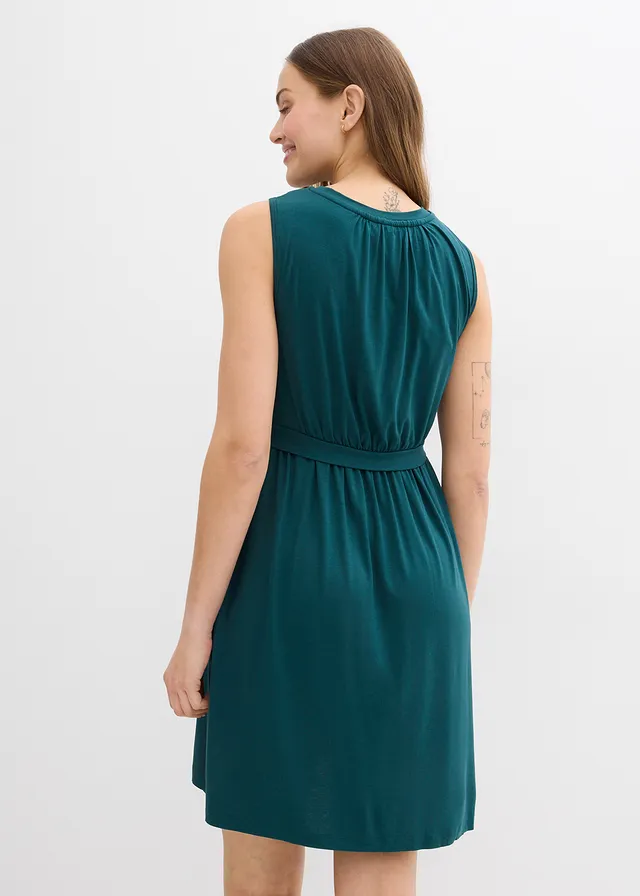 Robe 2en 1 de grossesse et d’allaitement en viscose, Couleur: vert pétrole