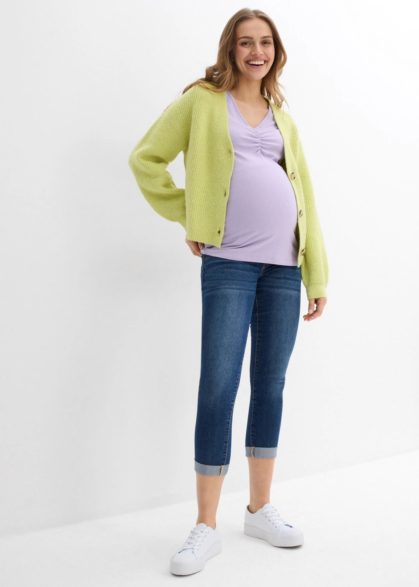 Těhotenské džíny, 7/8 délka, Slim • modrý denim • bonprix obchod