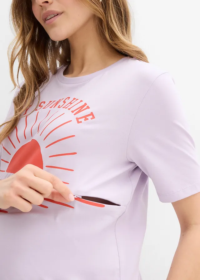 T-shirt de grossesse et d’allaitement en coton • mauve clair imprimé • product-page.page-title-suffix