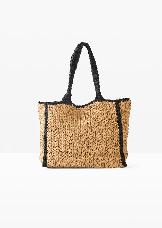 Slaměná taška s kontrastními detaily • přírodní-černá • bonprix obchod