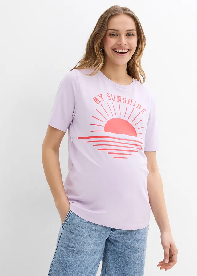 T-shirt de grossesse et d’allaitement en coton • mauve clair imprimé • product-page.page-title-suffix