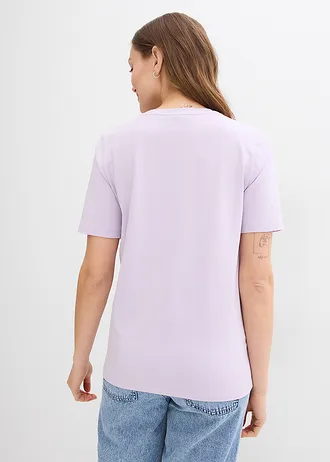 2-in-1 zwangerschaps- en voedingsshirt van biologisch katoen, Kleur: zacht lila met print