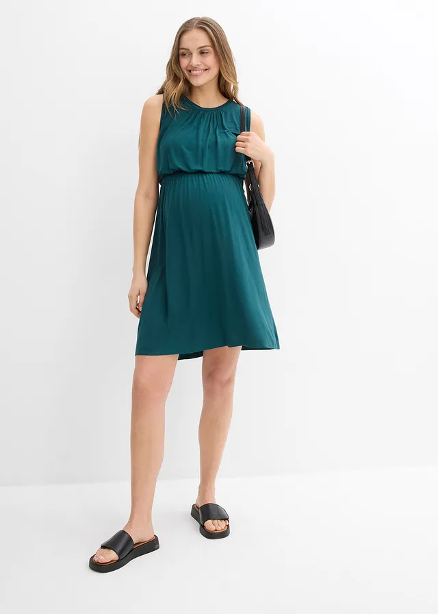 Robe 2en 1 de grossesse et d’allaitement en viscose, Couleur: vert pétrole