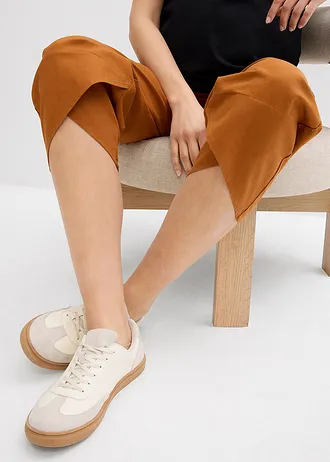 Pantaloni de gravide cu bandă lată în talie, din amestec de in • bronz • magazin bonprix