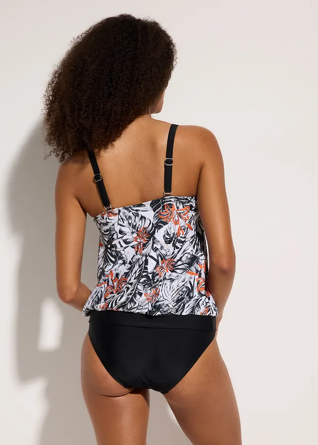 Oversized tankini (2-dlg. set), Kleur: wit gebloemd
