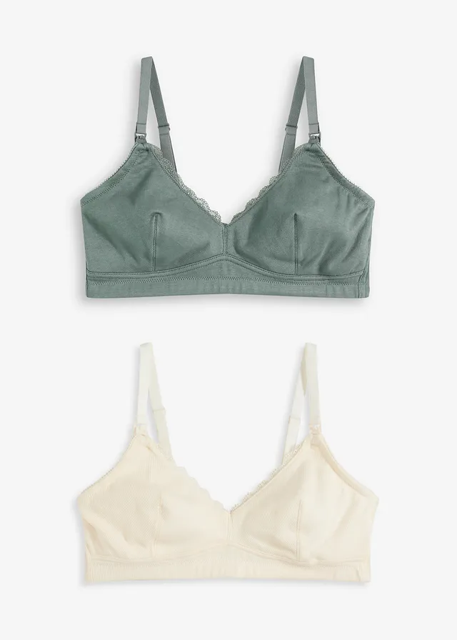 Sutien de alăptare fără armătură cu bumbac organic (set/2 buc.)