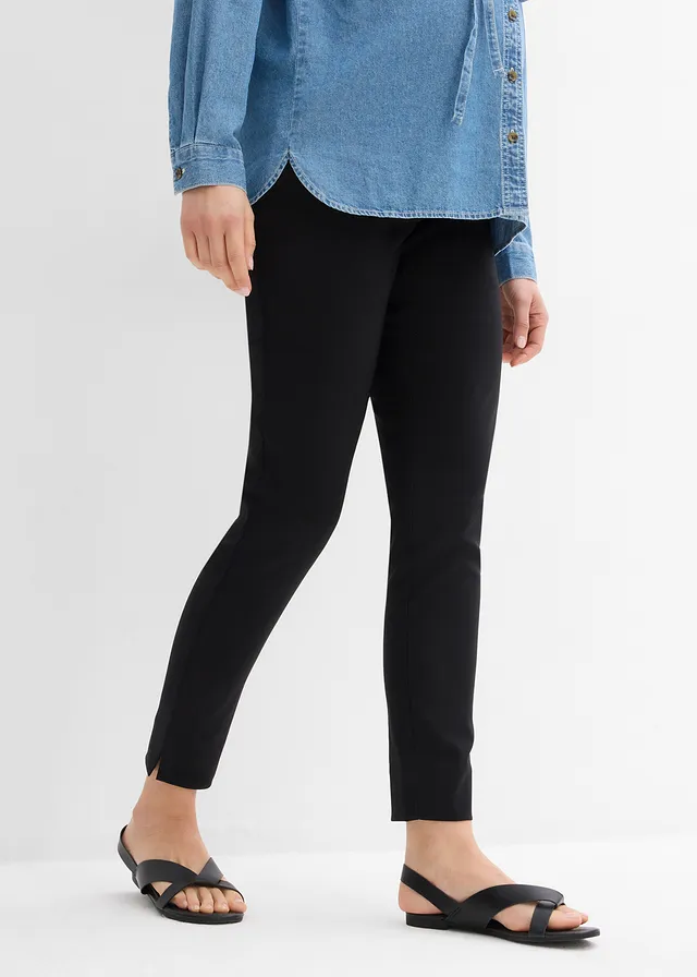 Zwangerschapsbroek van stretch met smal toelopende pijpen, Kleur: zwart