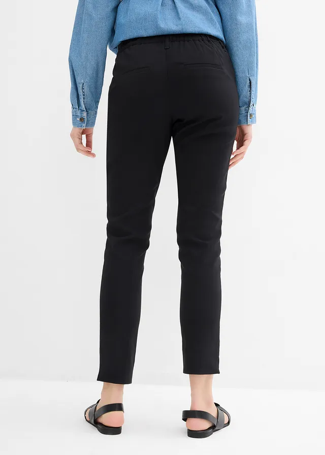 Zwangerschapsbroek van stretch met smal toelopende pijpen, Kleur: zwart
